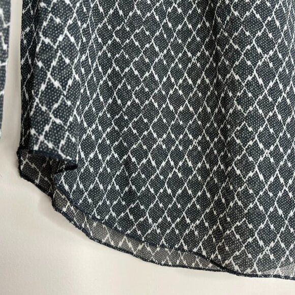 Isabel Marant Silk Printed Blouse - Geometric Grey & Off-White - Picture 9 of 11